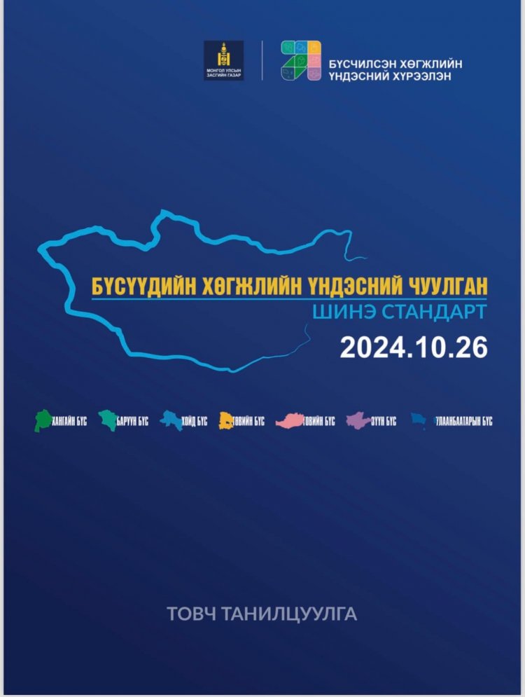 "ШИНЭ СТАНДАРТ” СЭДЭВТ БҮСҮҮДИЙН ХӨГЖЛИЙН ҮНДЭСНИЙ ЧУУЛГАН 2024 ОНЫ 10-Р САРЫН 26-НД ЗОХИОН БАЙГУУЛАГДАЖ, СУМЫН ЗАСАГ ДАРГА С.ЖАРГАЛСАЙХАН ОРОЛЦЛОО.