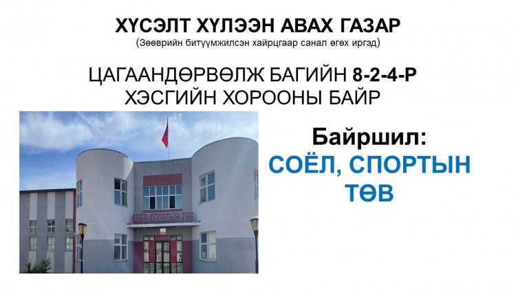 ЦАГААНДӨРВӨЛЖ БАГИЙН ИРГЭДИЙН АНХААРАЛД: