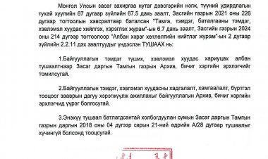Байгууллагын тэмдэг түших, хэвлэмэл хуудас хариуцах албан тушаалтан томилох тухай А/44