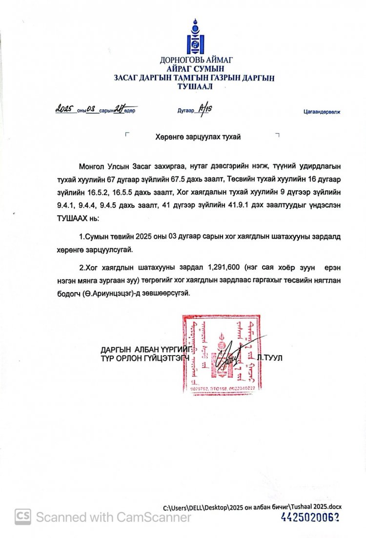 Хөрөнгө зарцуулах тухай А/15