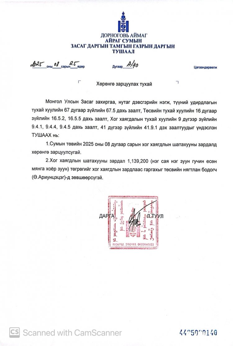 Хөрөнгө зарцуулах тухай А/40