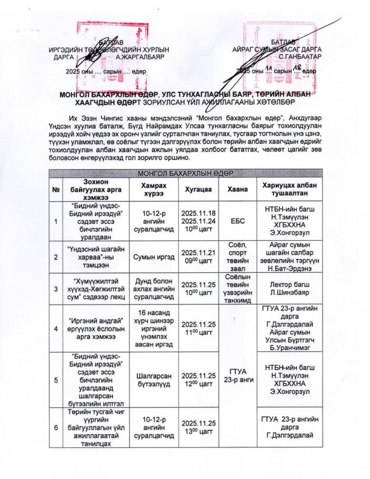 МОНГОЛ БАХАРХЛЫН ӨДӨР