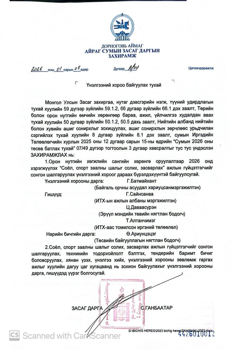 Үнэлгээний хороо байгуулах тухай А/04
