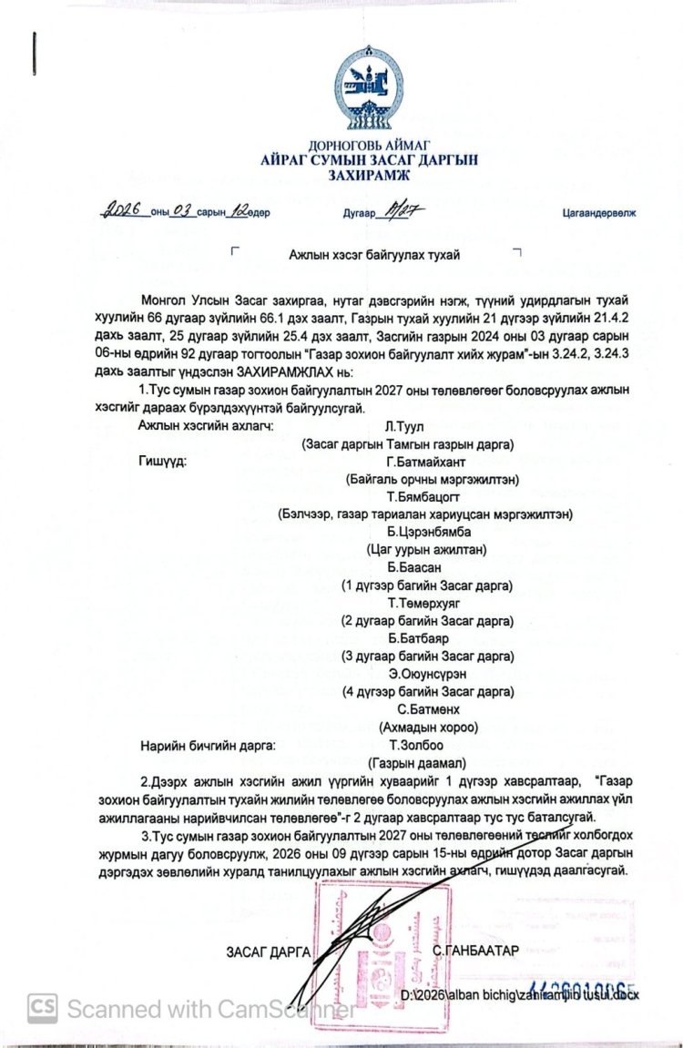 Ажлын хэсэг байгуулах тухай А/27