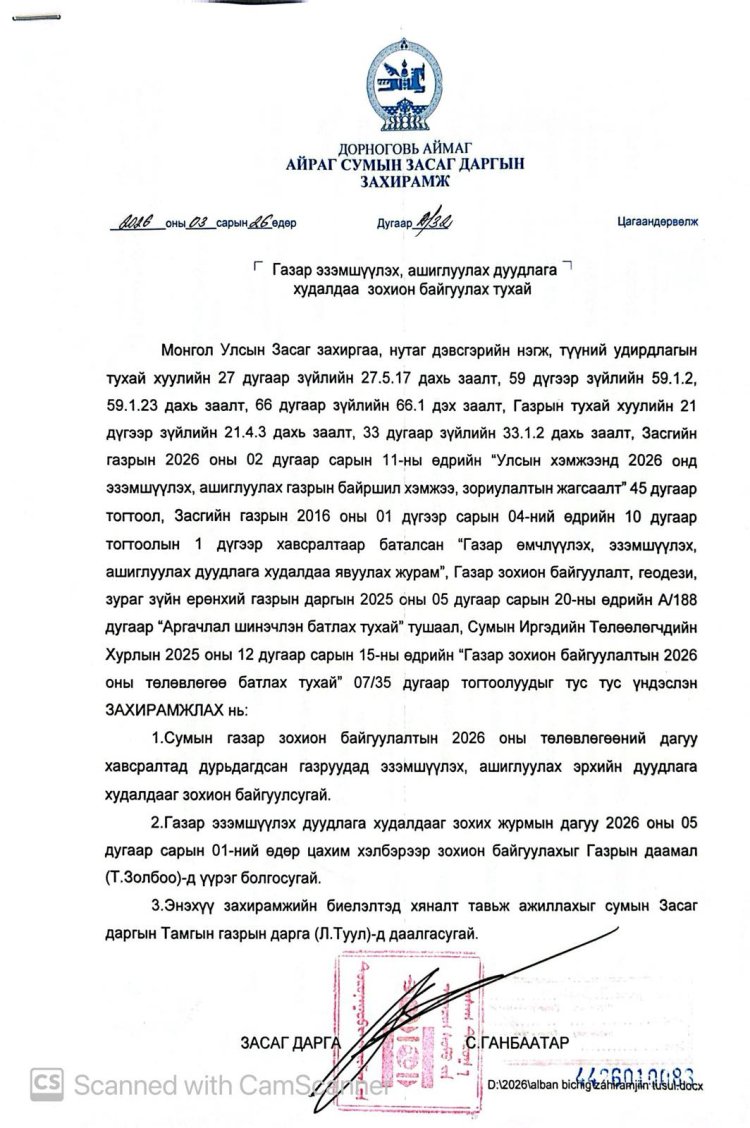 Газар эзэмшүүлэх, ашиглуулах дуудлага худалдаа зохион байгуулах тухай А/32