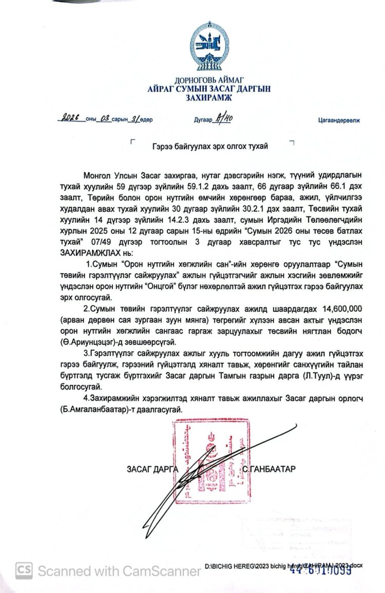 Гэрээ байгуулах эрх олгох тухай А/40