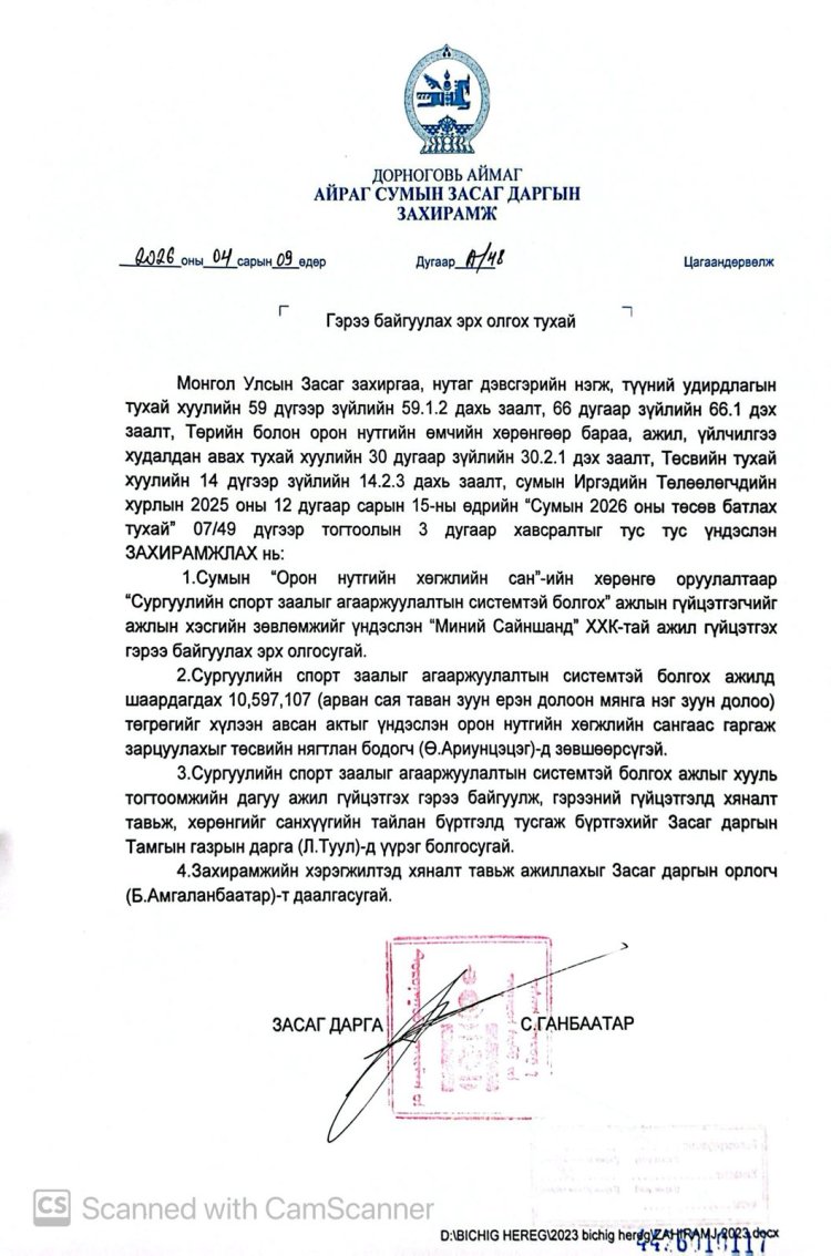Гэрээ байгуулах эрх олгох тухай А/48