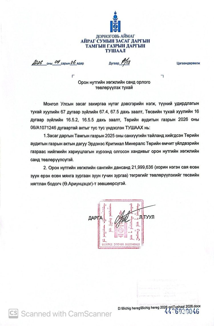 Орон нутгийн хөгжлийн санд орлого төвлөрүүлэх тухай А/13